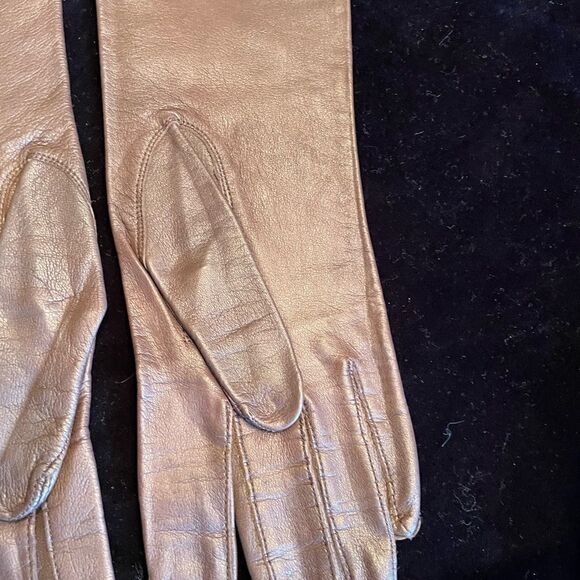 GLOVES By Superb Vintage 3/4 Length Brown Leather Gloves Size 6.5 - Picture 7 of 13